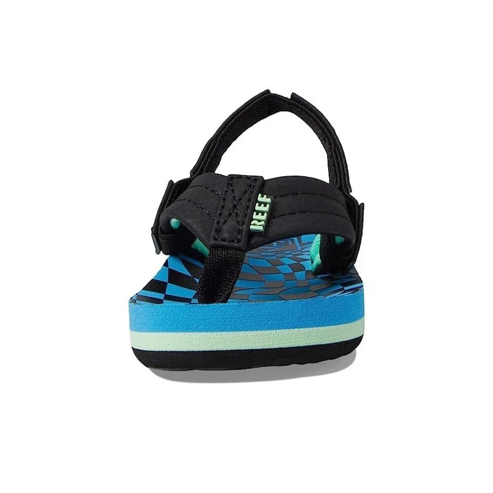 Reef Little Ahi CJ2087 Sandal Toddler US 6 Blue Check Slip On Flip Flop JOBB2119